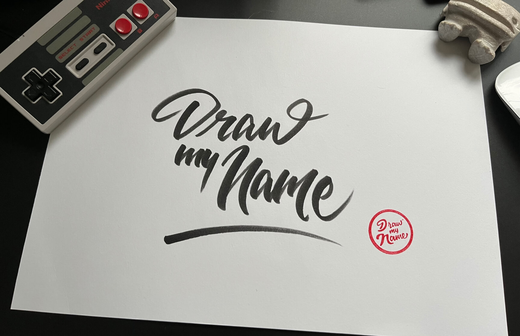 A Draw My Name handlettering piece brushpen on paper